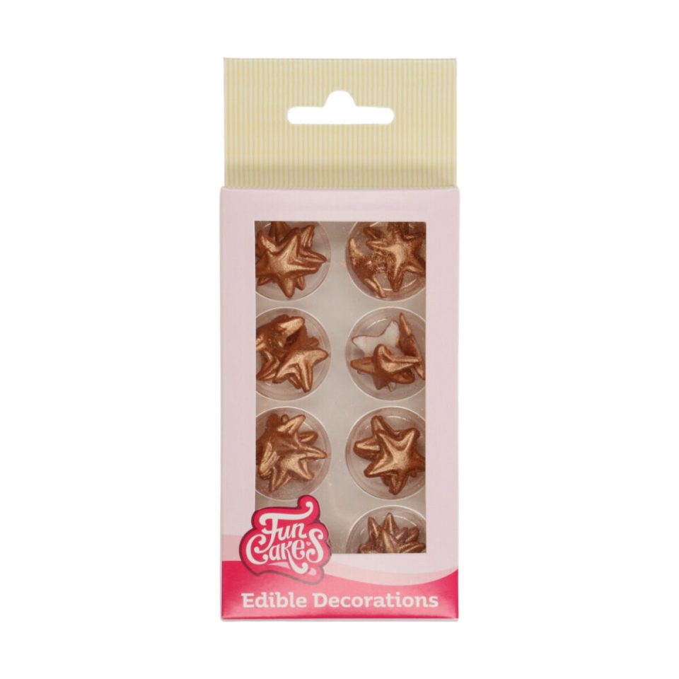 FunCakes Fondant Decorations Stars Bronze Gold set van 24