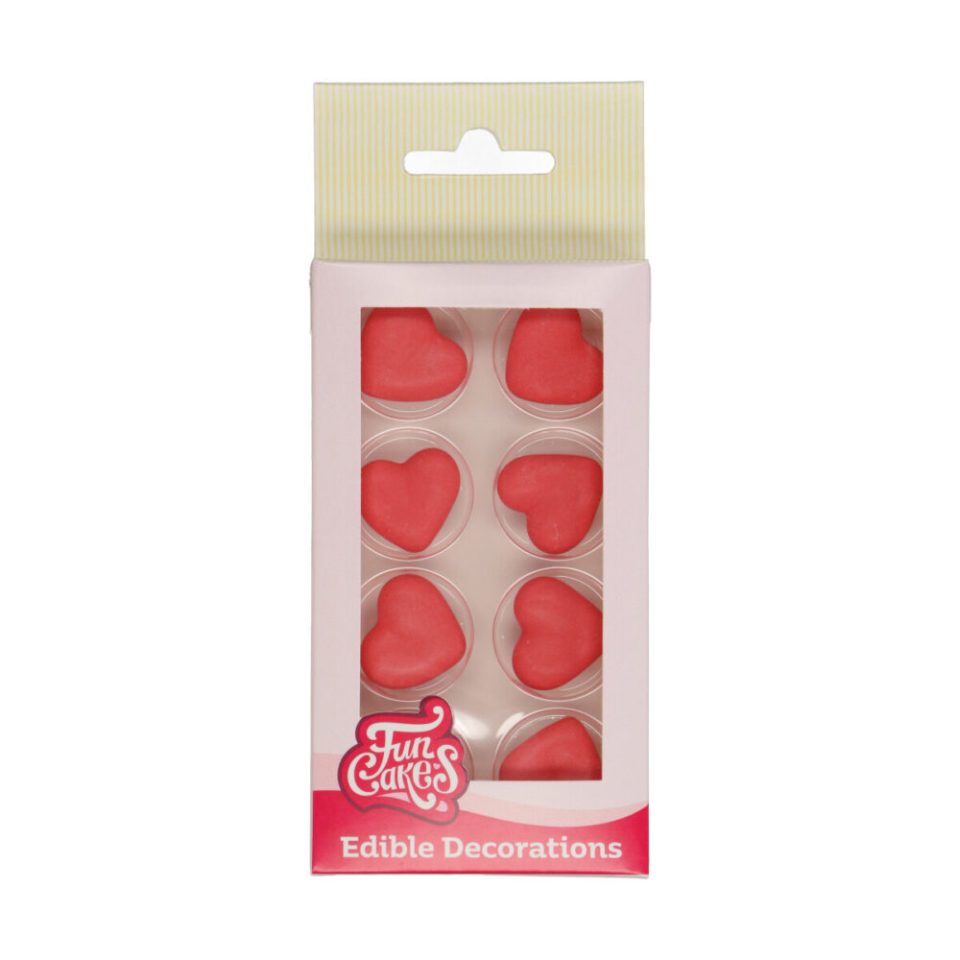 FunCakes suikerdecoraties Heart Red set van 8