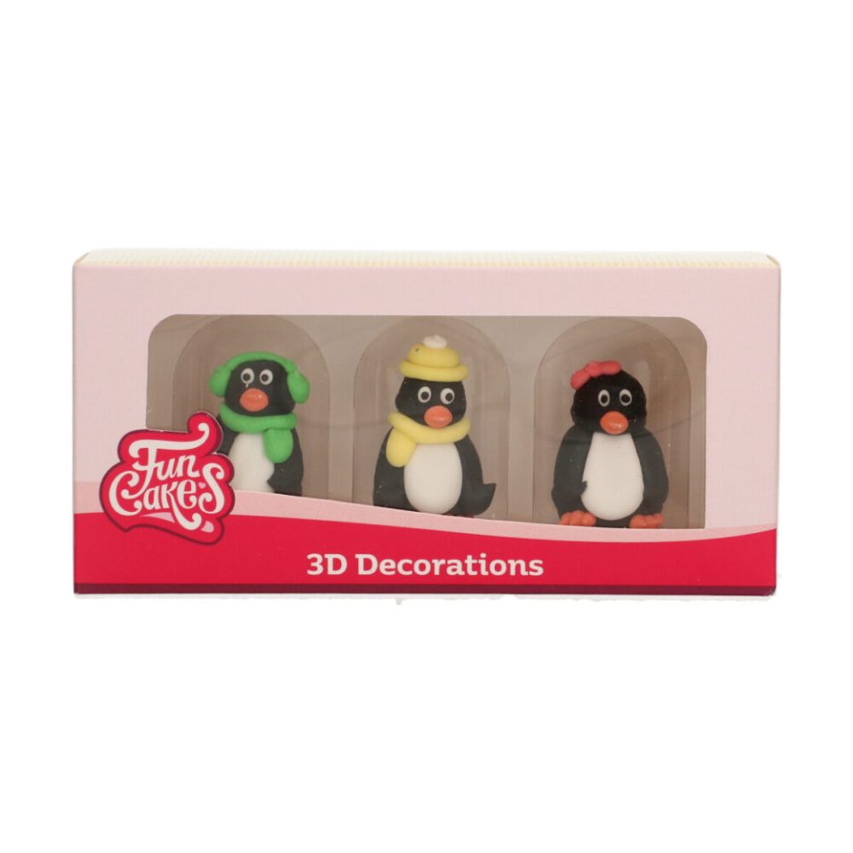 FunCakes suikerdecoraties 3D Penguin set van 3
