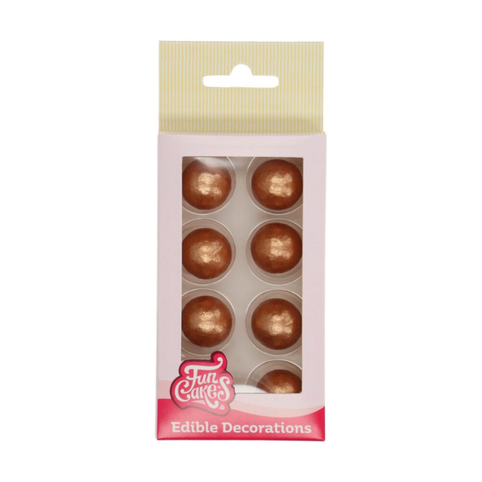 FunCakes Pearl Choco Balls Bronze Gold set van 8