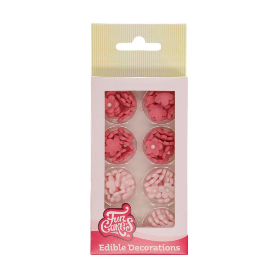 FunCakes suikerdecoraties Pink Blossoms set van 64