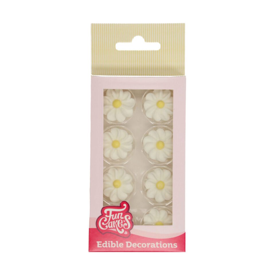 FunCakes suikerdecoraties White Daisies 16 stuks