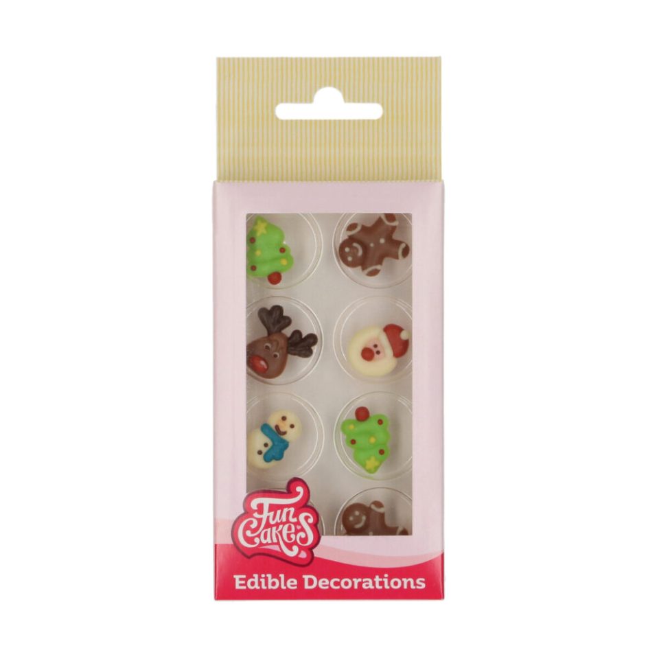 FunCakes Chocolate Decorations Colourful Christmas set van 8