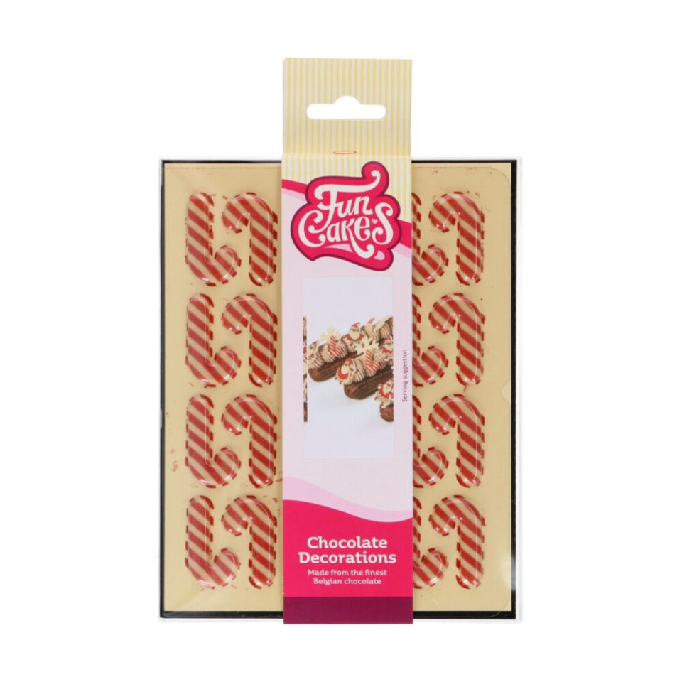 FunCakes Chocolate Decorations Candy Cane set van 24