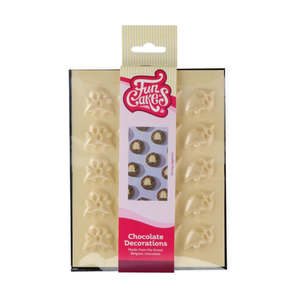 FunCakes Chocolate Decoration White Ghost set van 20
