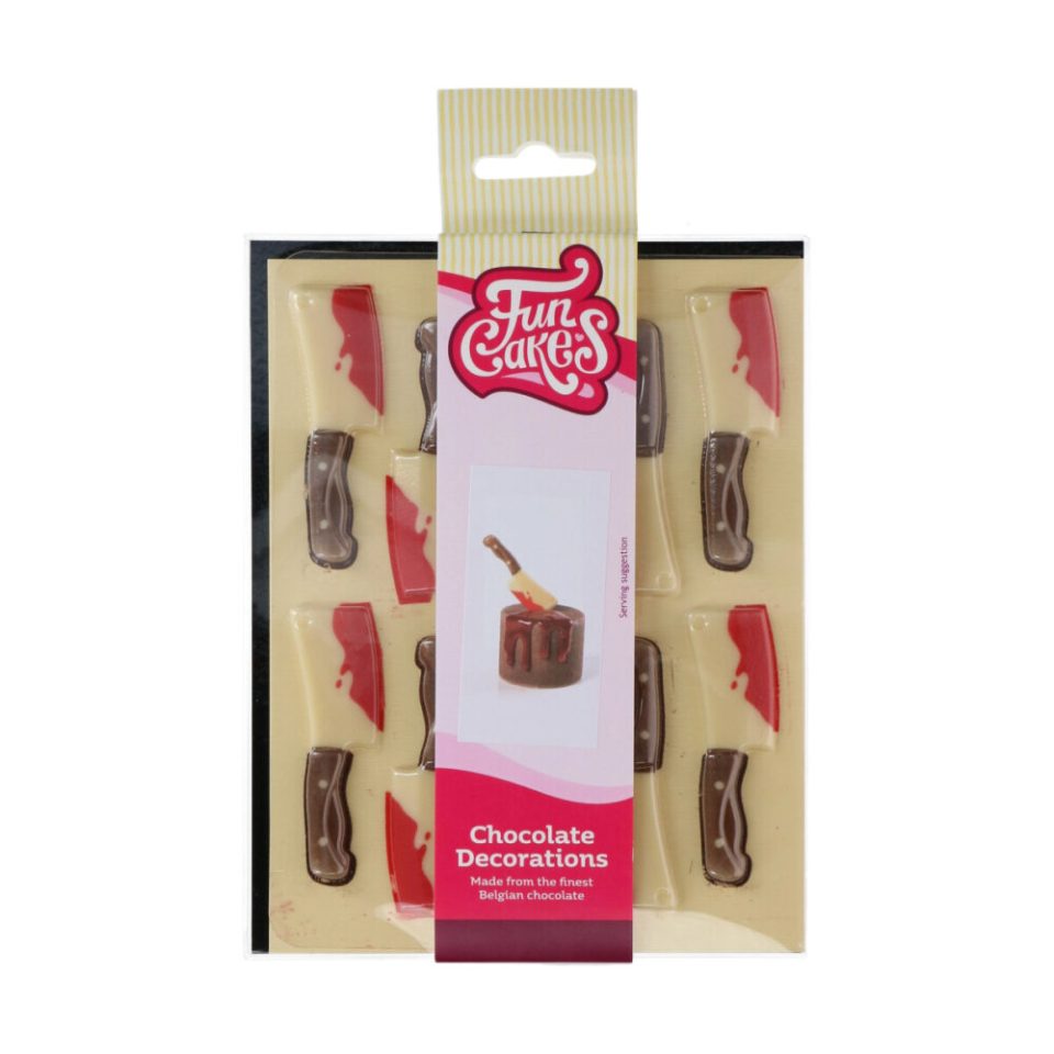 FunCakes Chocolate Decoration Halloween Bloody Knives set van 10