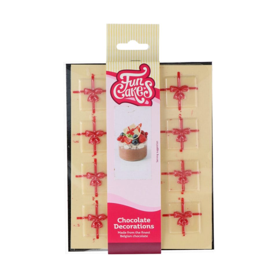 FunCakes Chocolate Decorations Gift White/Red 12 stuks