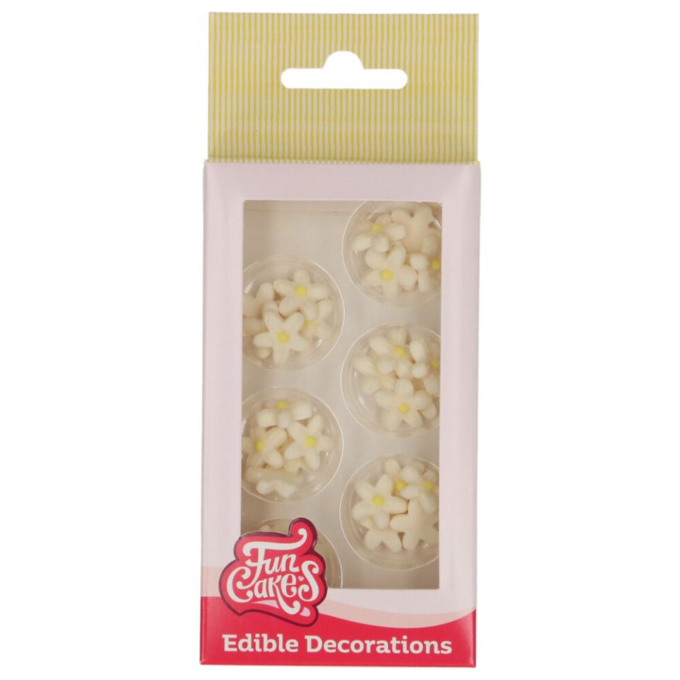FunCakes Fondant Decorations Chrysanthemum White/Yellow set van 30
