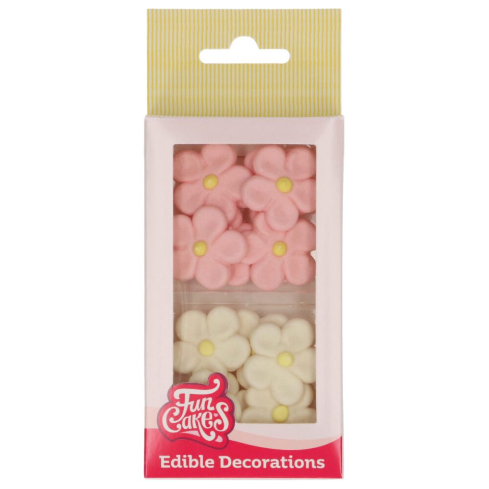 FunCakes Fondant Decorations Daisies White/Pink set van 12