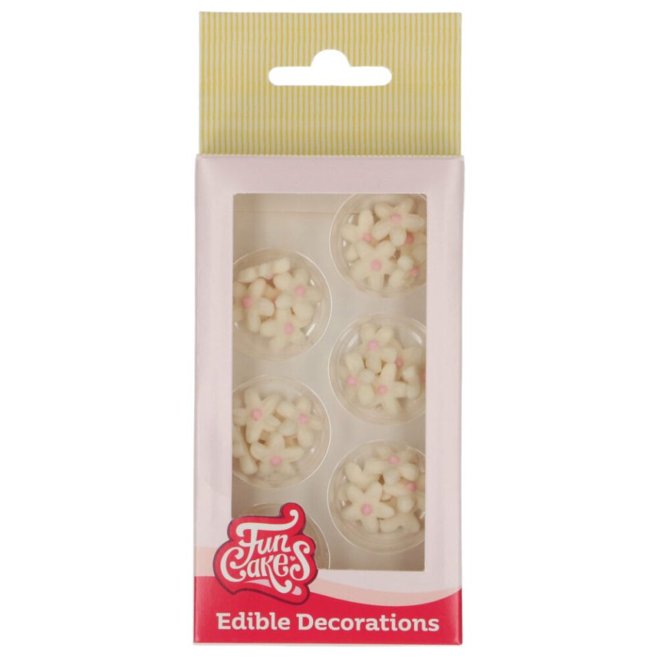 FunCakes Fondant Decorations Chrysanthemum White/Light Pink set van 30