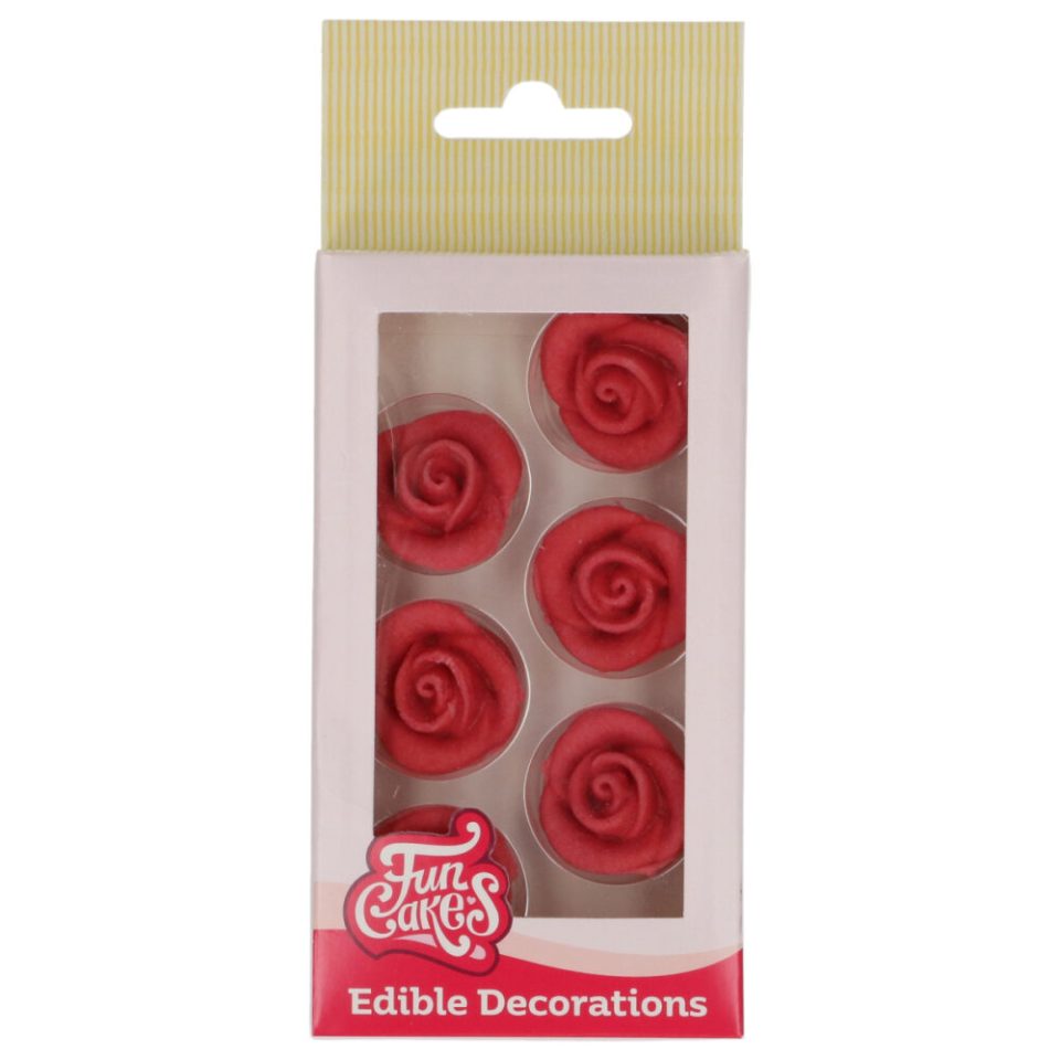 FunCakes Fondant Decorations Roses Red set van 6