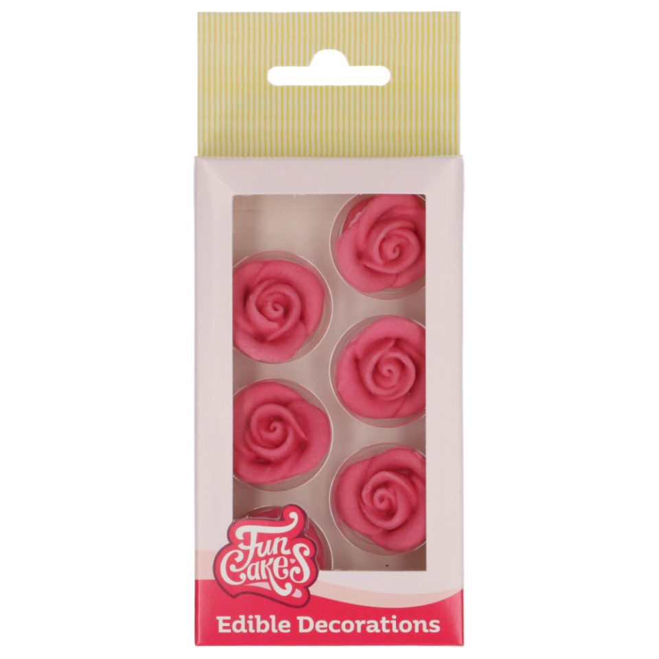 FunCakes Fondant Decorations Roses Pink set van 6