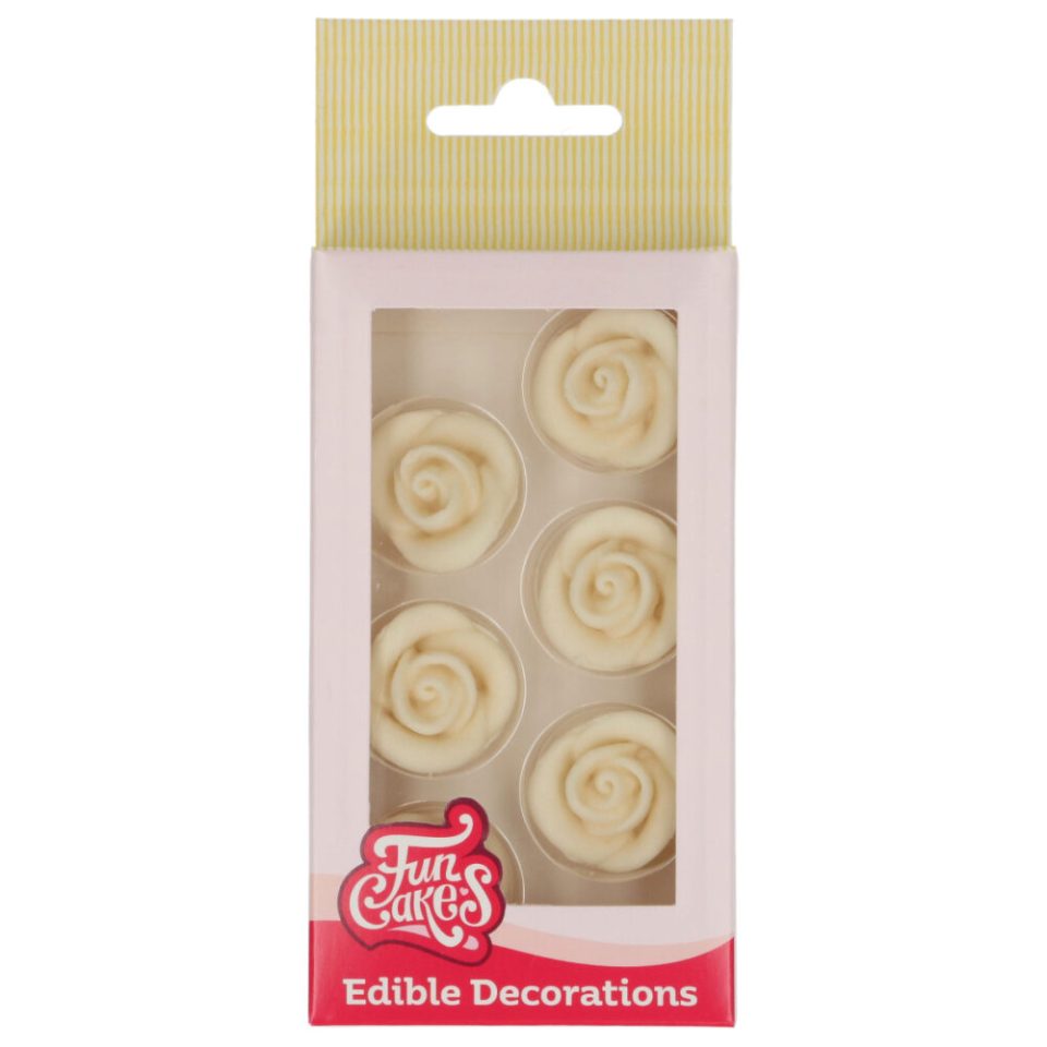 FunCakes Fondant Decorations Roses White set van 6