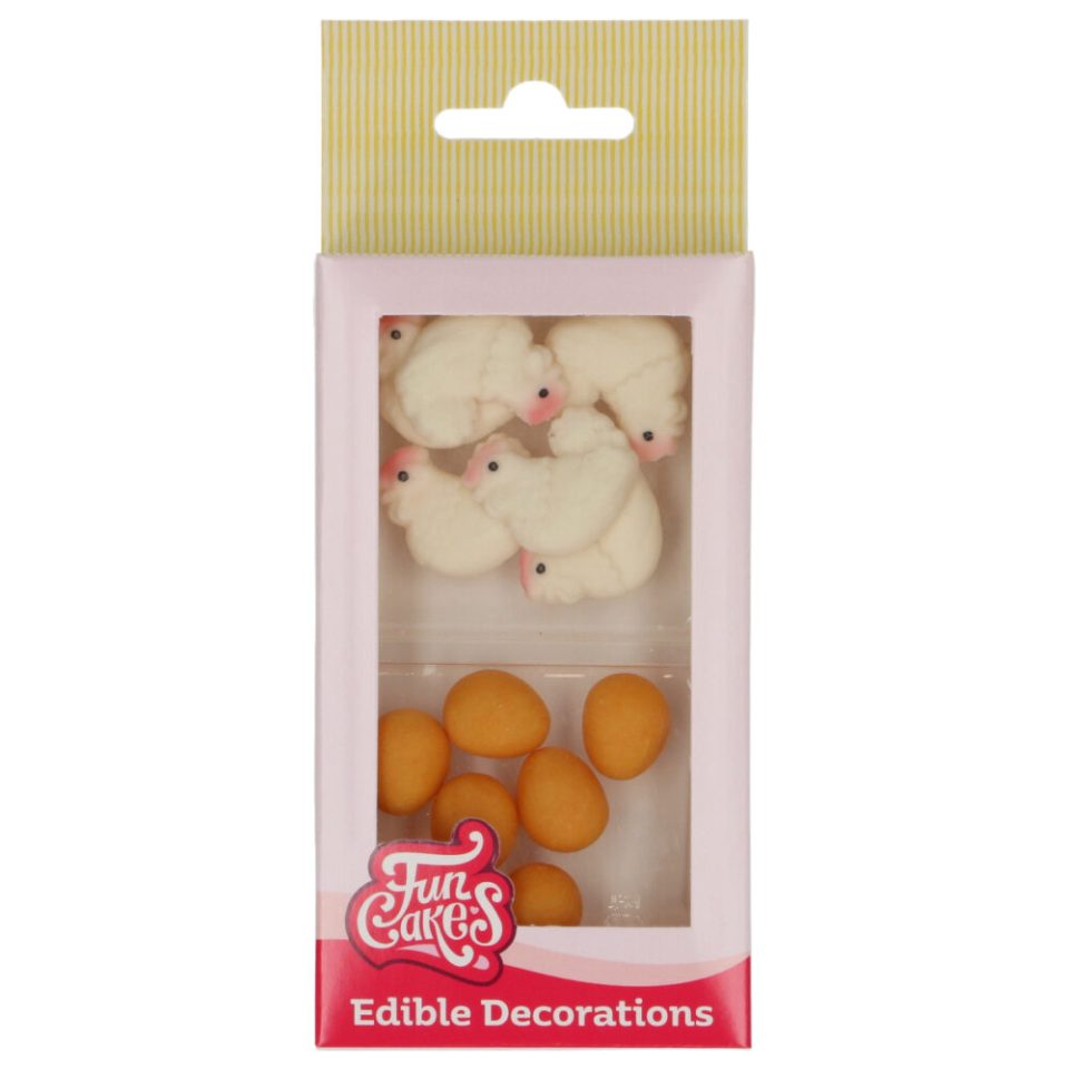 FunCakes Fondant Decorations Chicken & Egg set van 12