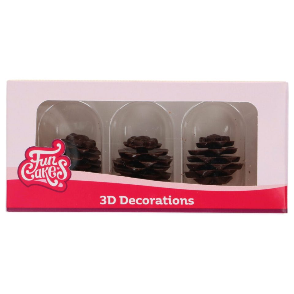 FunCakes Chocolate Decorations 3D Pine Cones 3 stuks
