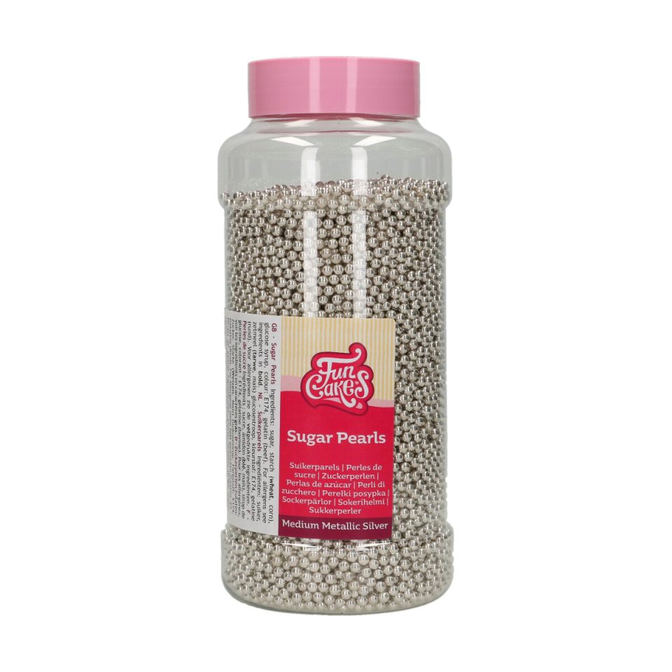 FunCakes suikerparels middel Metallic Silver 800 g