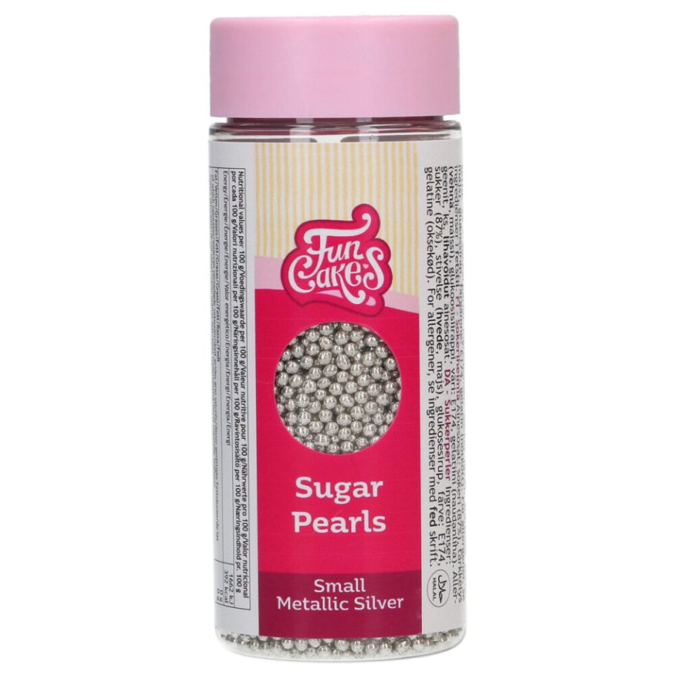 FunCakes Sugar Pearls Small Metallic Silver 80 g