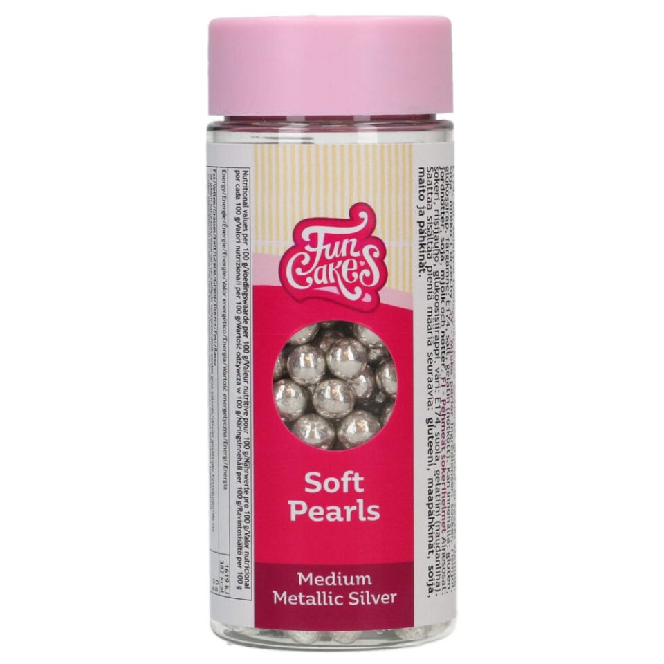 FunCakes Soft Pearls Medium Metallic Silver 55 g
