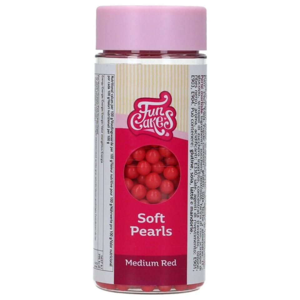 FunCakes Soft Pearls Medium Red 80 g