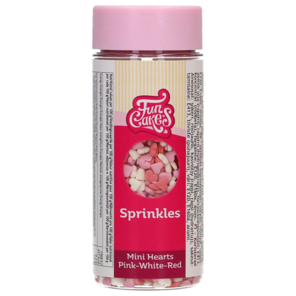 FunCakes Mini Hearts Pink/White/Red 60 g