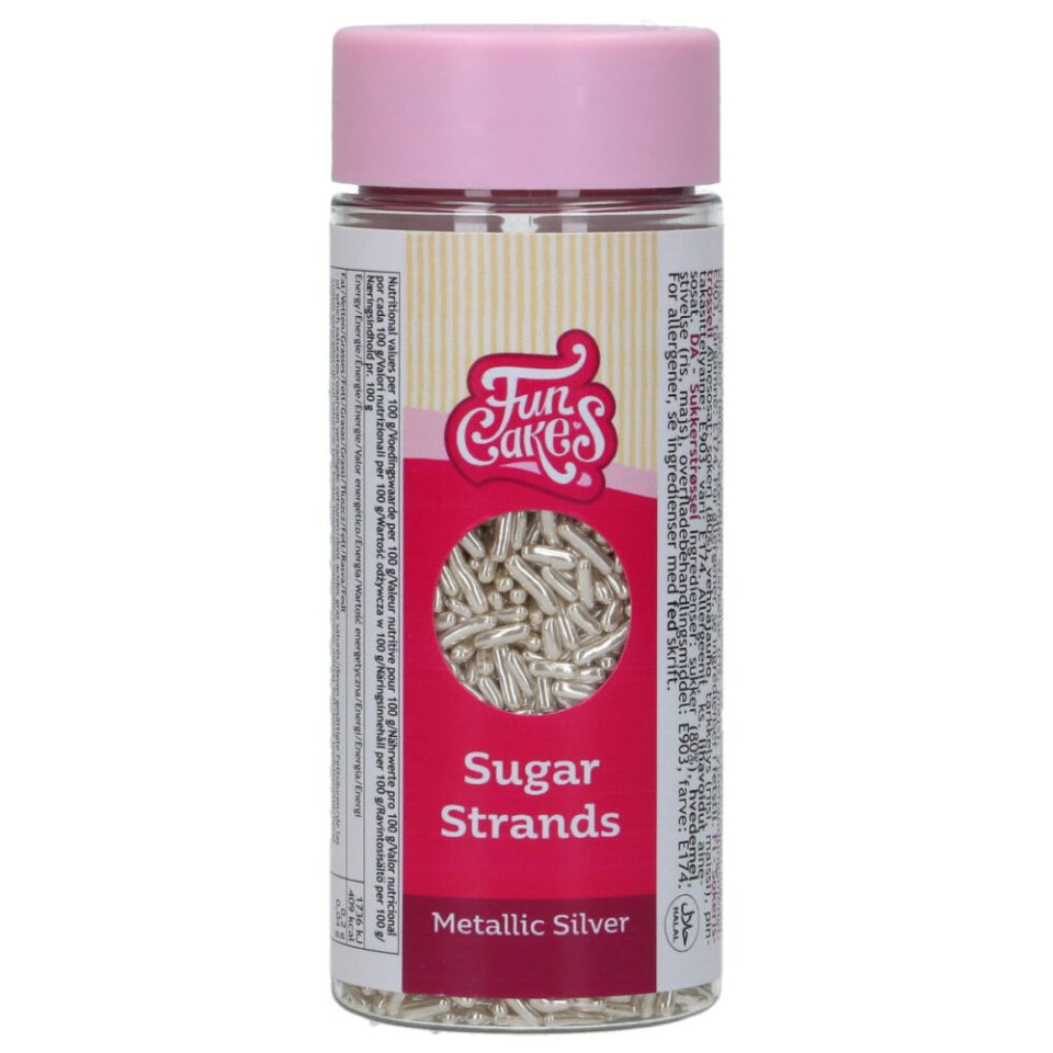 FunCakes Sugar Strands Metallic Silver 80 g