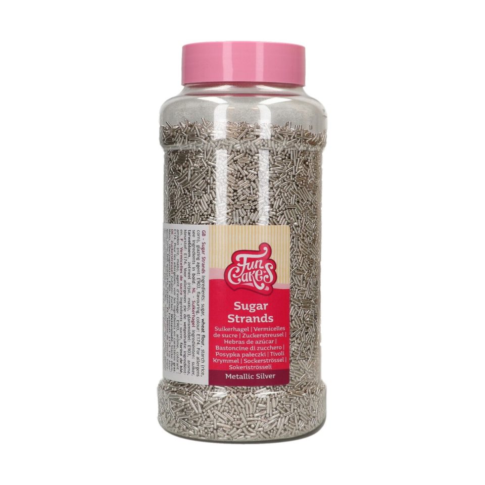 FunCakes Sugar Strands Metallic Silver 800 g