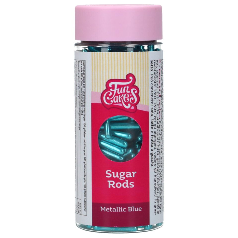 FunCakes Metallic Sugar Rods XL Blue 70 g