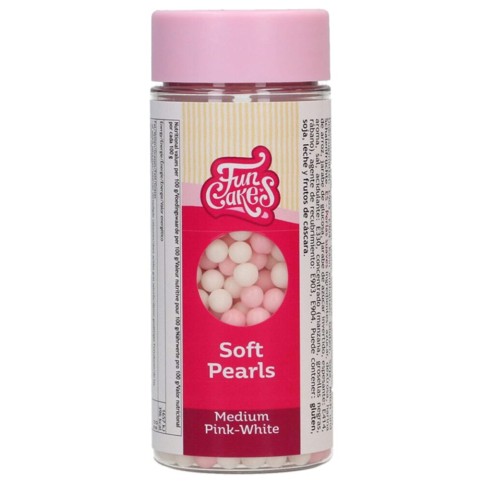 FunCakes Soft Pearls Medium Pink/White 60 g