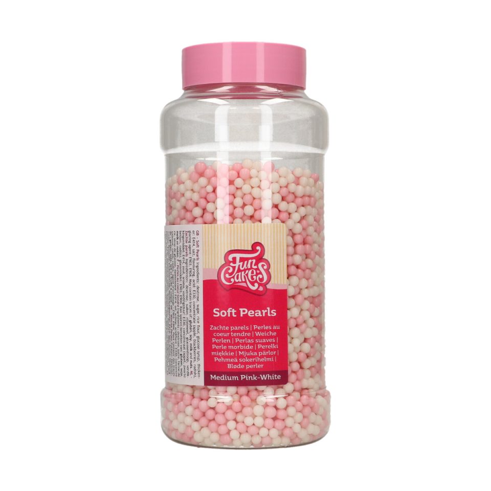 FunCakes zachte parels middel Pink/White 500 g
