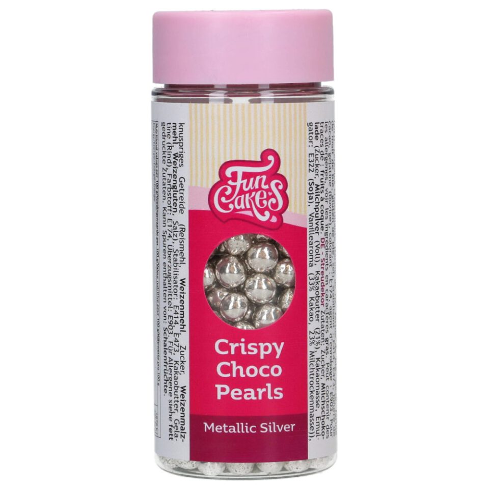 FunCakes Crispy Choco Pearls Metallic Silver 60 g