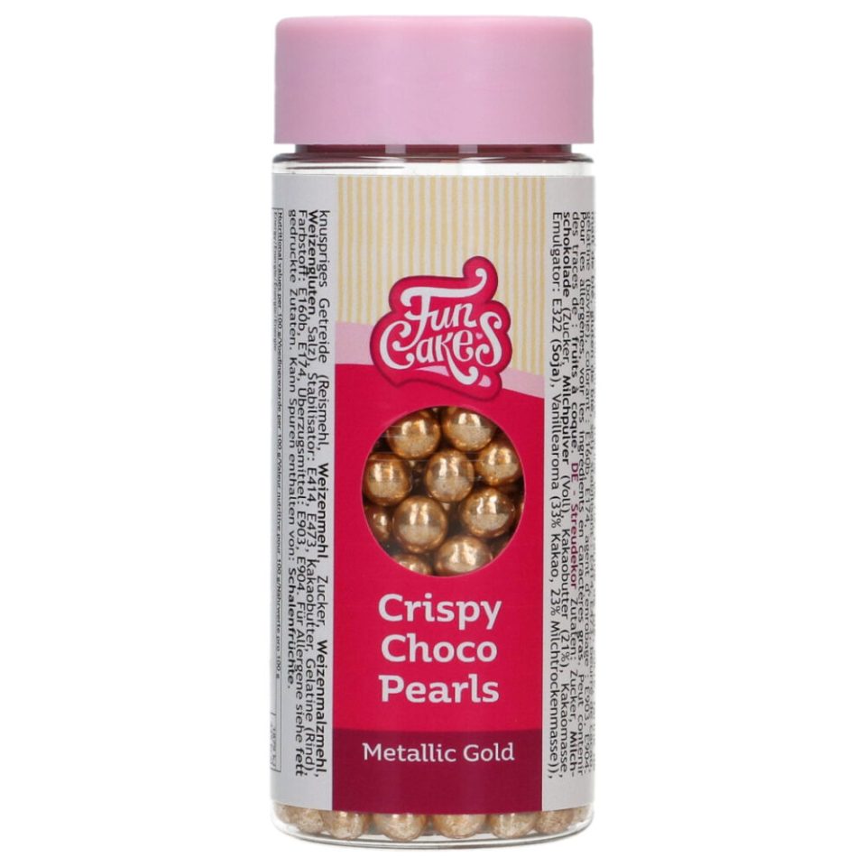 FunCakes Crispy Choco Pearls Metallic Gold 60 g