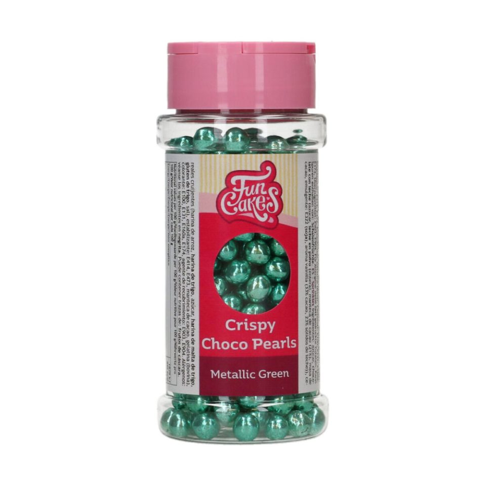 FunCakes Crispy Choco Pearls Metallic Green 60 g