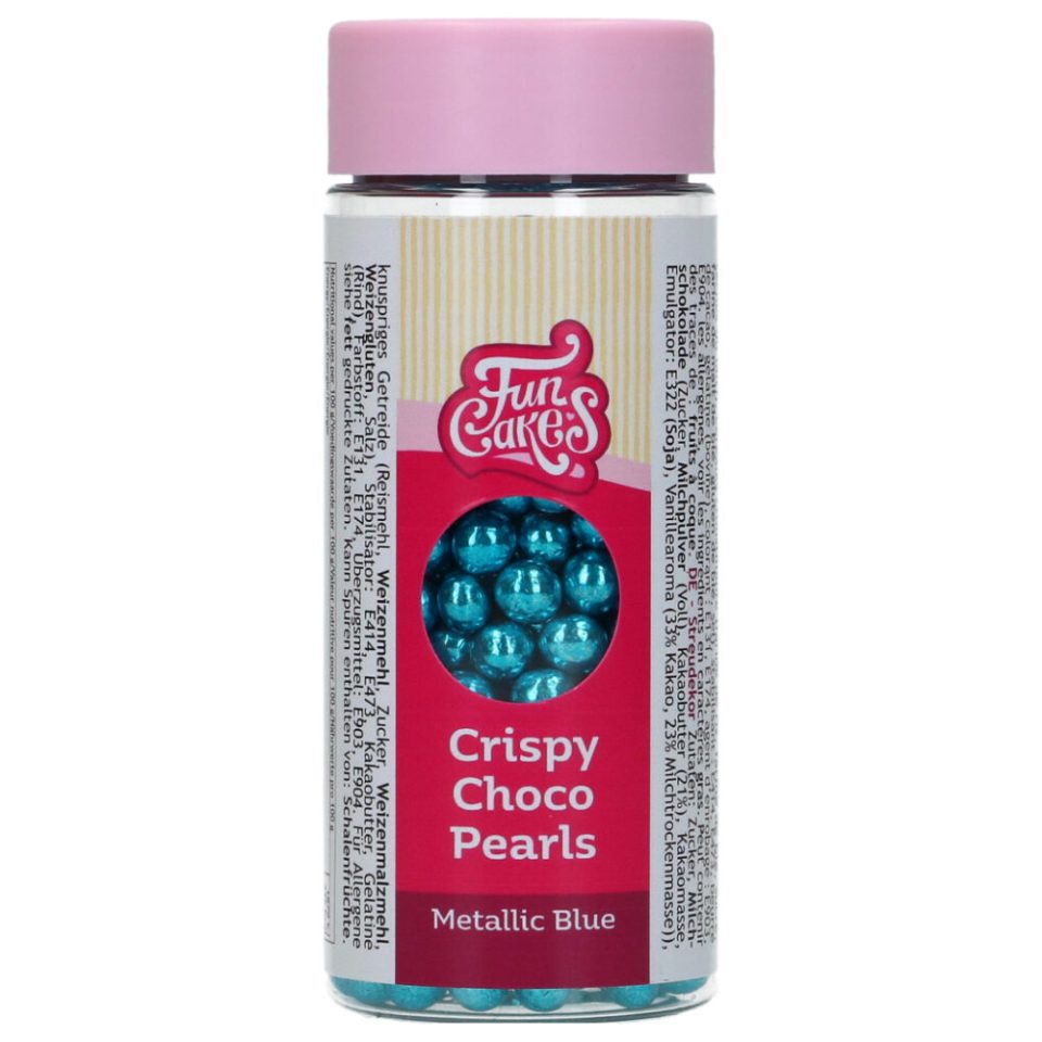 FunCakes Crispy Choco Pearls Metallic Blue 60 g