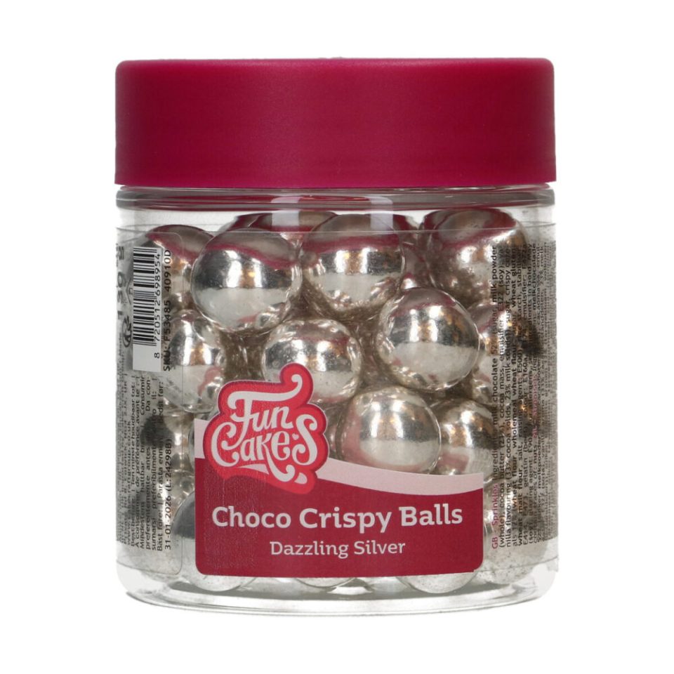 FunCakes Choco Crispy Balls Metallic Silver 130 g