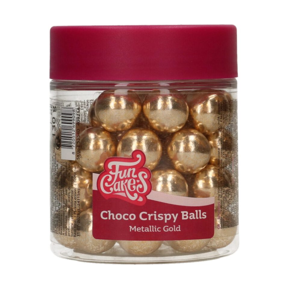 FunCakes Choco Crispy Balls Metallic Gold 130 g