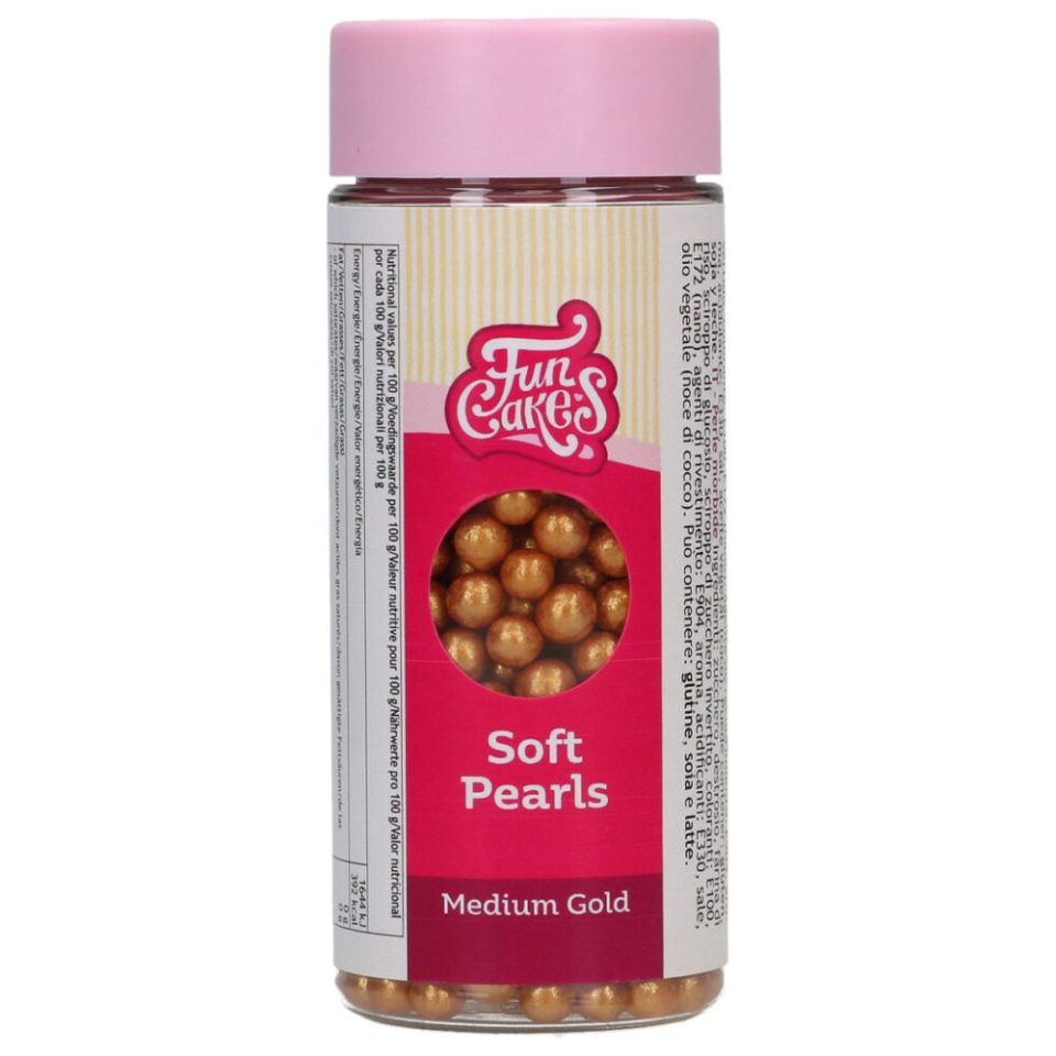 FunCakes Soft Pearls Medium Gold 60 g