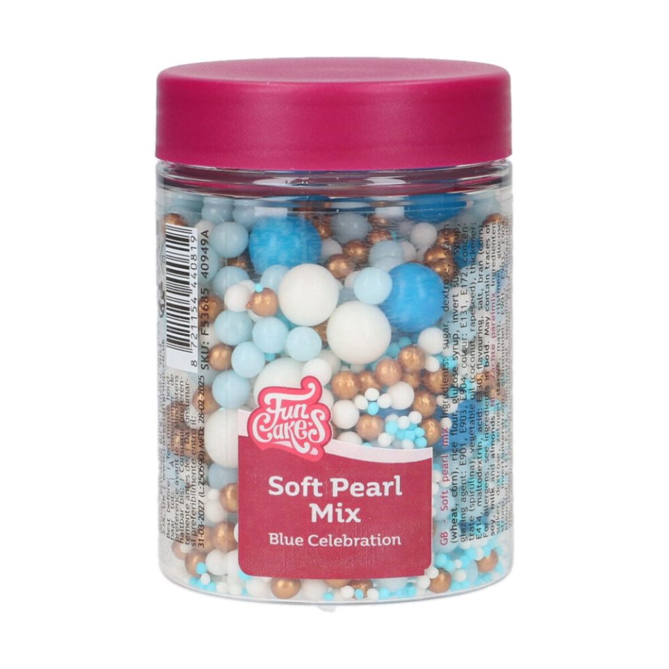 FunCakes Soft Pearls Mix Blue Celebration 80 g