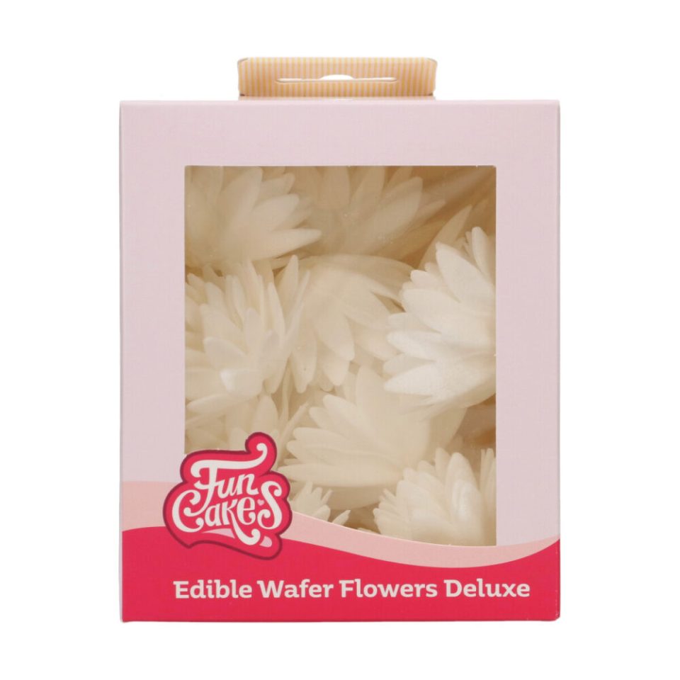 FunCakes Edible Wafer Flowers Deluxe Aster White Medium 14 stuks