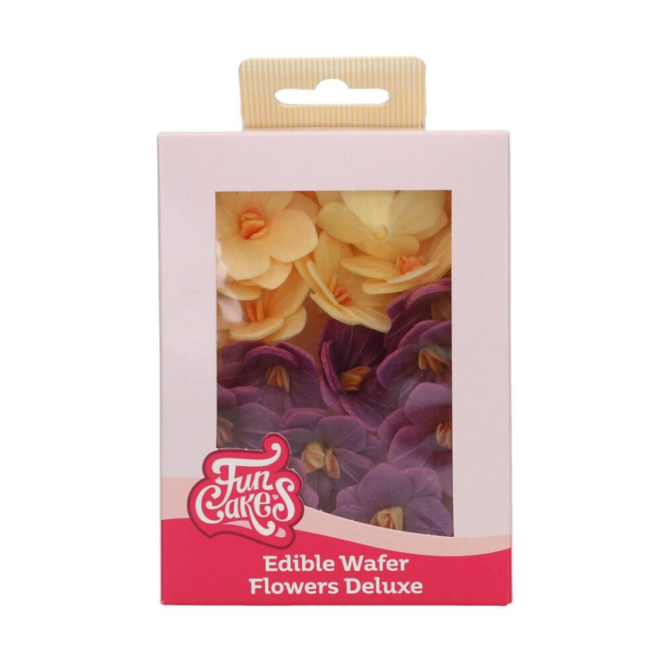 FunCakes Edible Wafer Flowers Deluxe Hydrangea Purple/Yellow Small 18 stuks