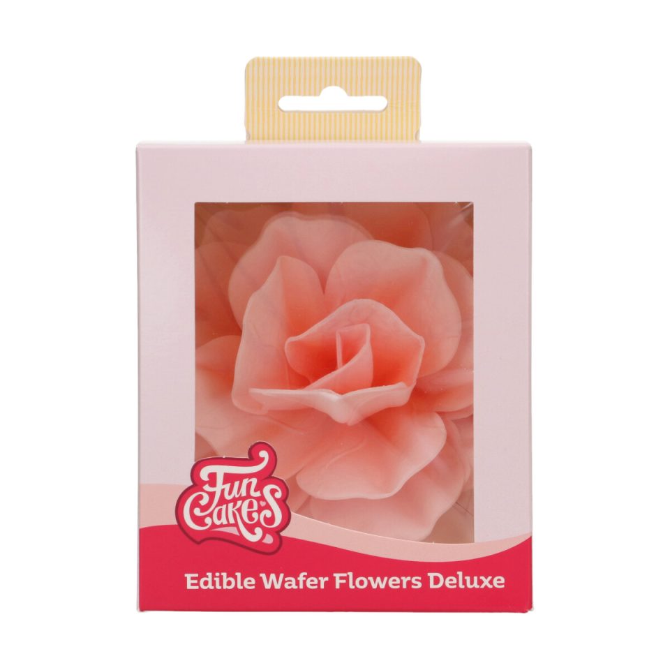 FunCakes Edible Wafer Flowers Deluxe Rose Pastella Pink groot 1 stuk
