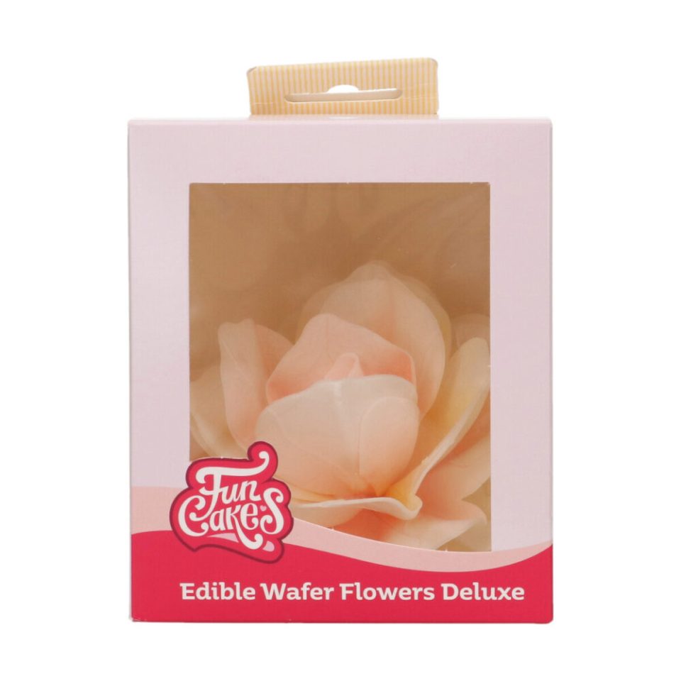 FunCakes Edible Wafer Flowers Deluxe Rose Pastella Yellow/Orange Ombre Large 1 stuks
