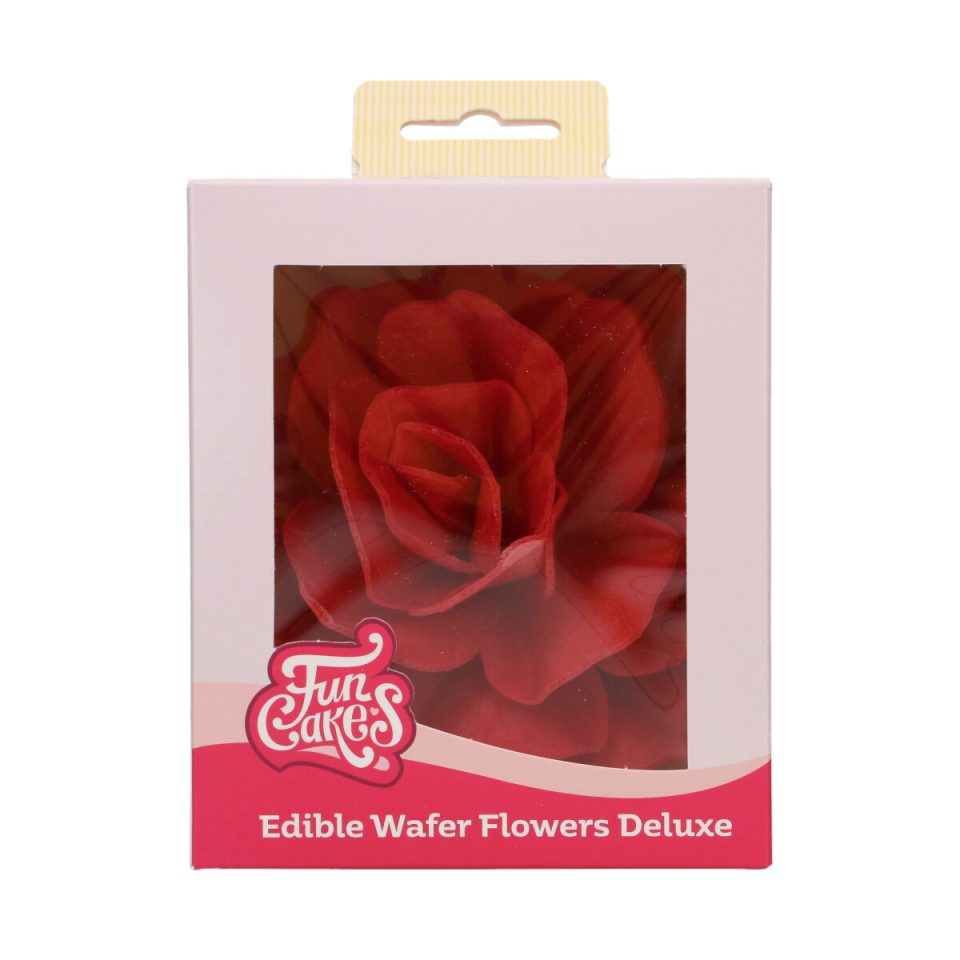 FunCakes Edible Wafer Flowers Deluxe Rose Pastella Red groot 1 stuk