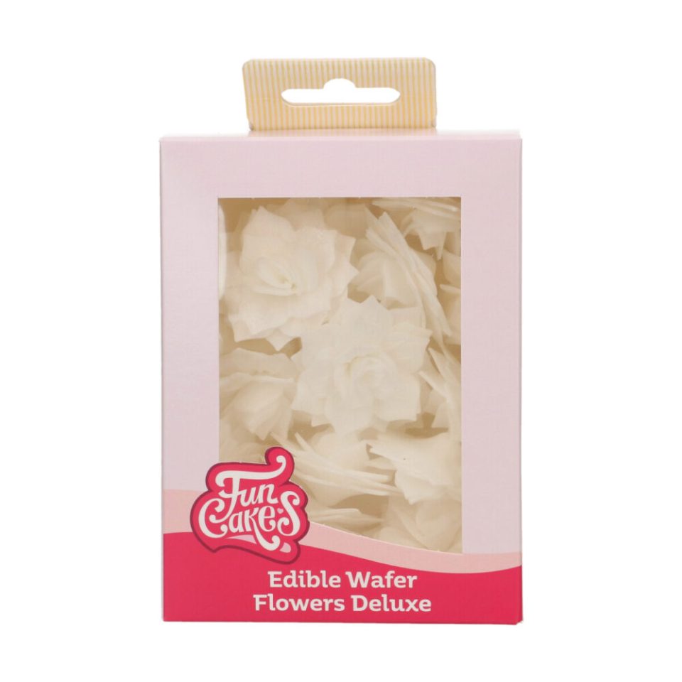 FunCakes Edible Wafer Flowers Deluxe Rose Rosalia White Medium 15 stuks