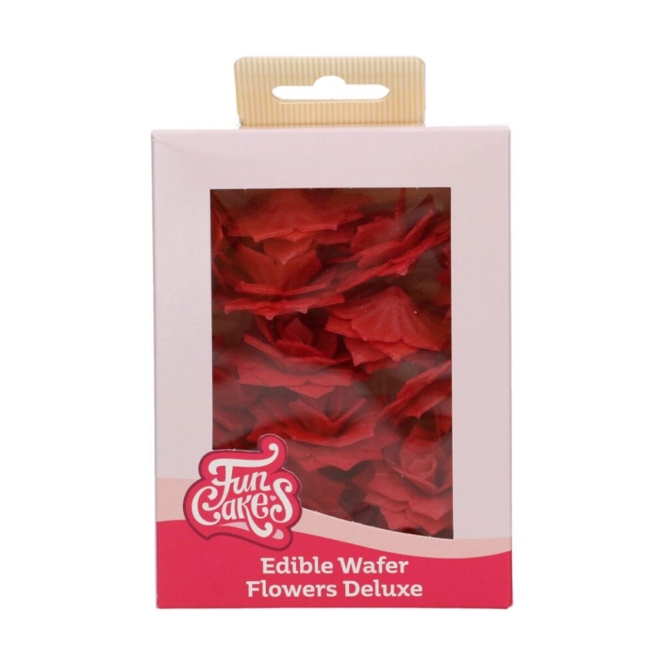 FunCakes Edible Wafer Flowers Deluxe Rose Rosalia Red Medium 15 stuks
