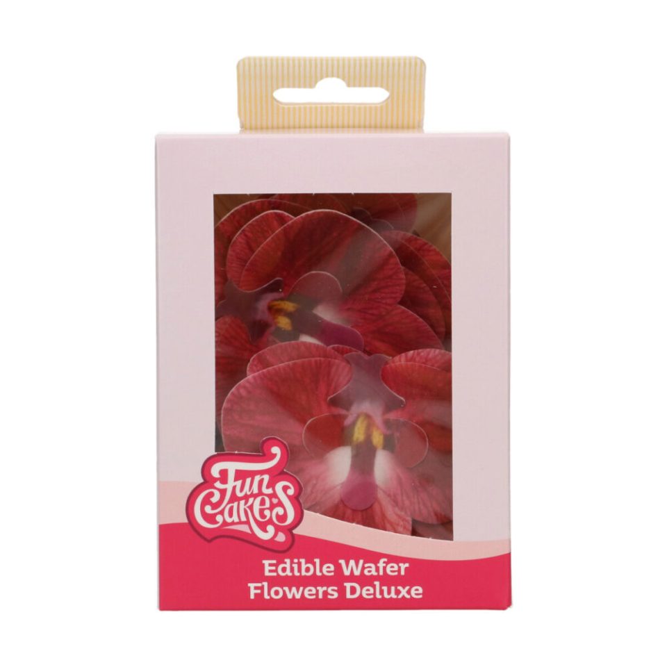 FunCakes Edible Wafer Flowers Deluxe Orchid Red Medium 10 stuks