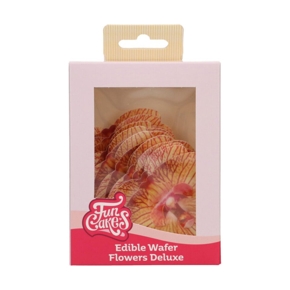 FunCakes Edible Wafer Flowers Deluxe Orchid Golden Brown Medium 10 stuks
