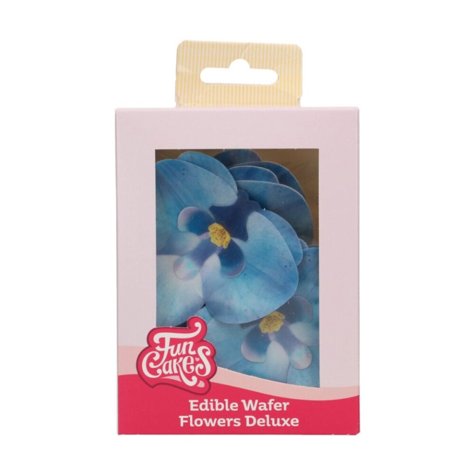 FunCakes Edible Wafer Flowers Deluxe Orchid Blue Medium 10 stuks