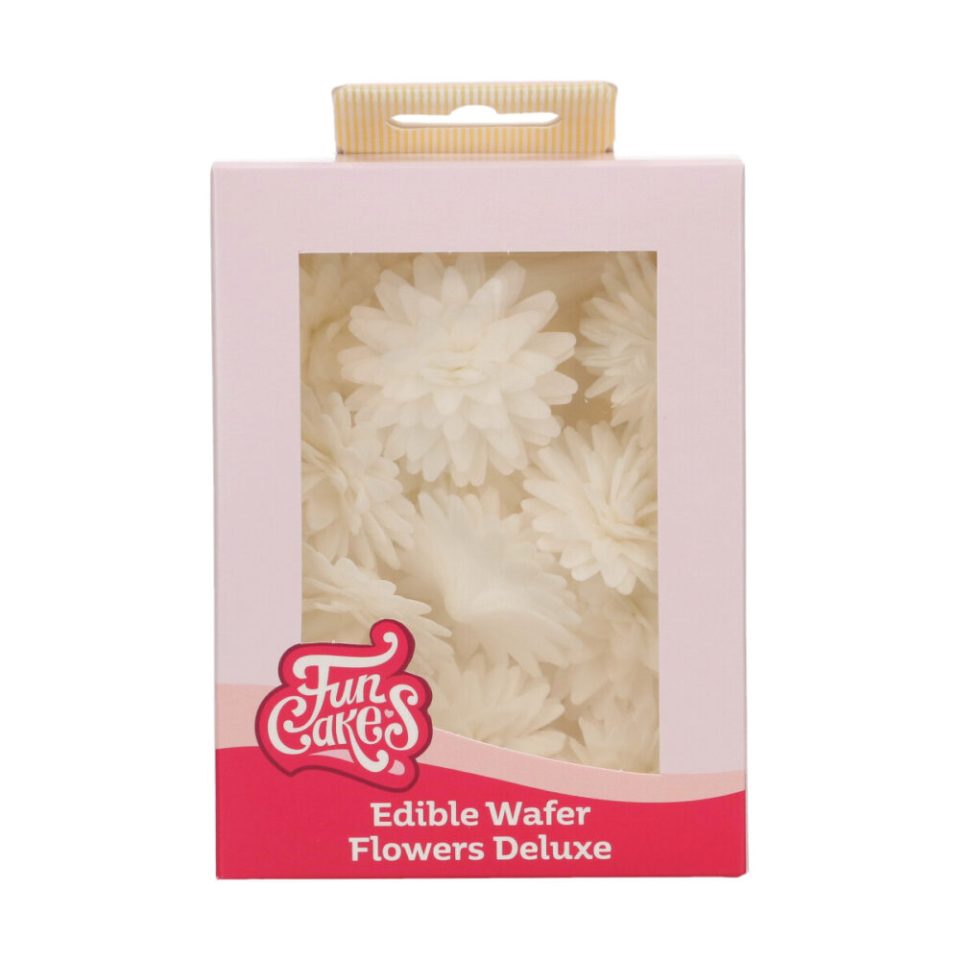 FunCakes Edible Wafer Flowers Deluxe Pompom/Daisy White Medium 12 stuks