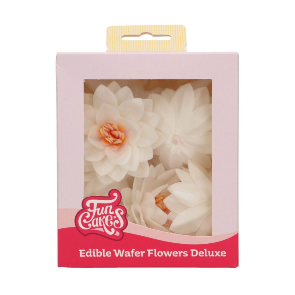FunCakes Edible Wafer Flowers Deluxe Lotus White Medium 10 stuks