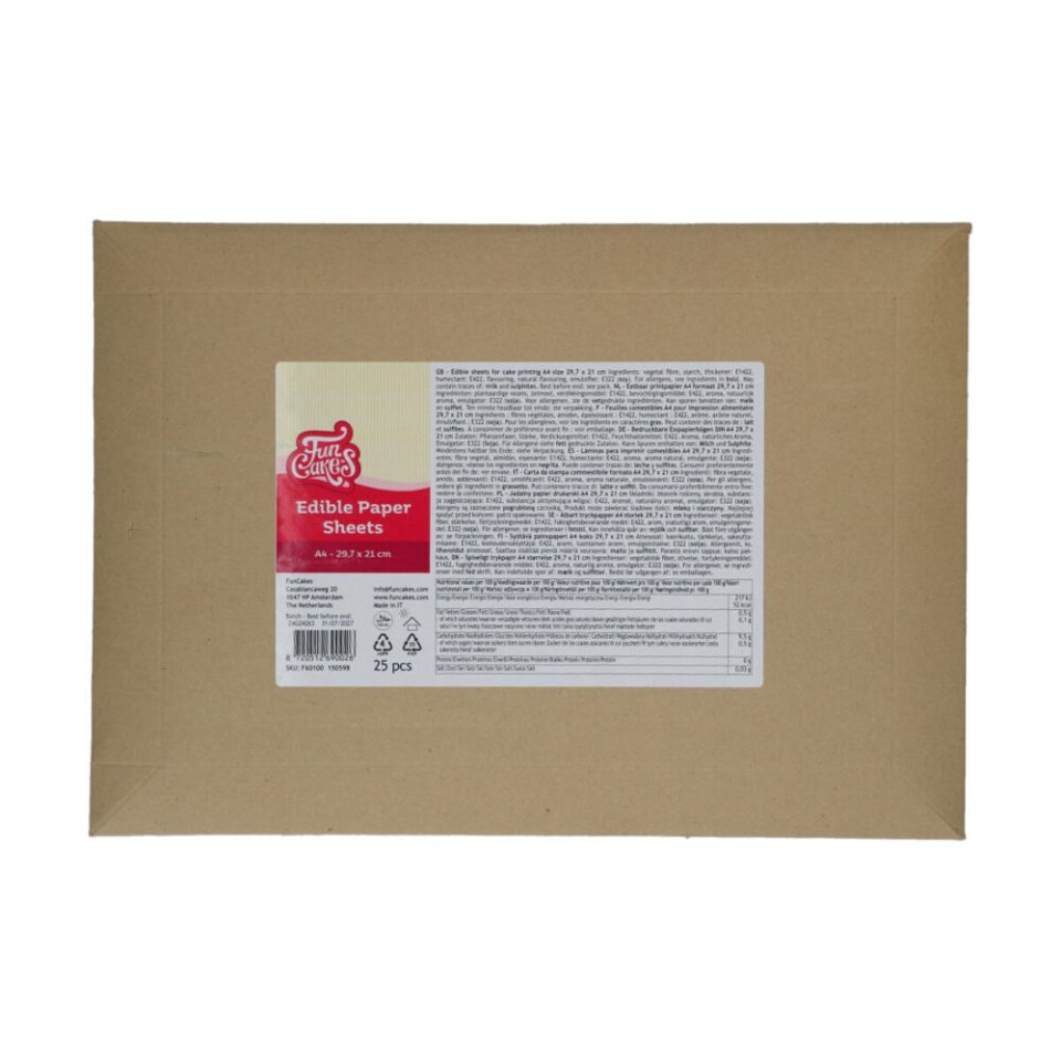 FunCakes Edible Paper Sheets A4 25 stuks